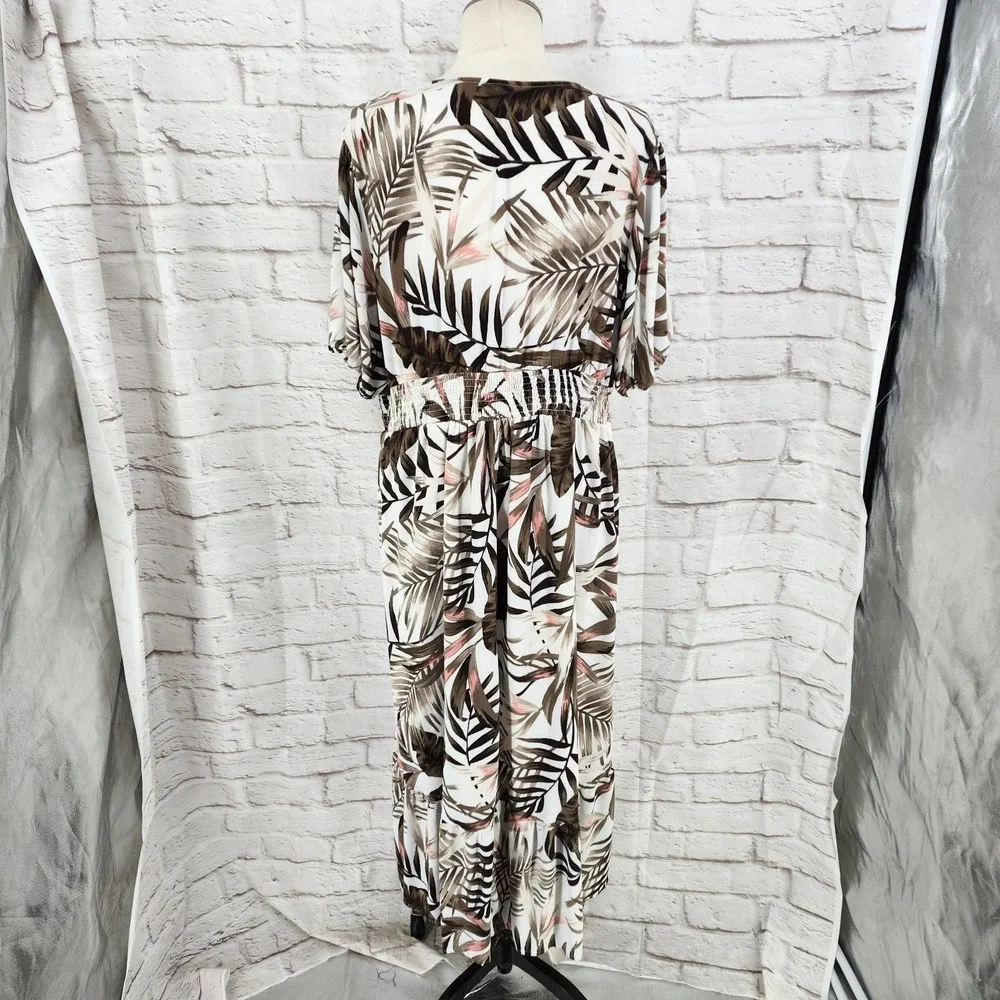 Old Navy Midi Dress Tropical Hawaiian Vacation Boho‎ Cruise High Low Floral XL
